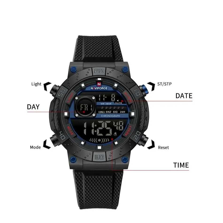 Reloj Naviforce NAVIFORCE NF9241T Reloj deportivo informal con pantalla luminosa, cronógrafo, reloj Digital resistente al agua