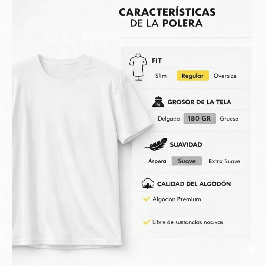 Polera Cuello Redondo Regular Slim ( Blanco )