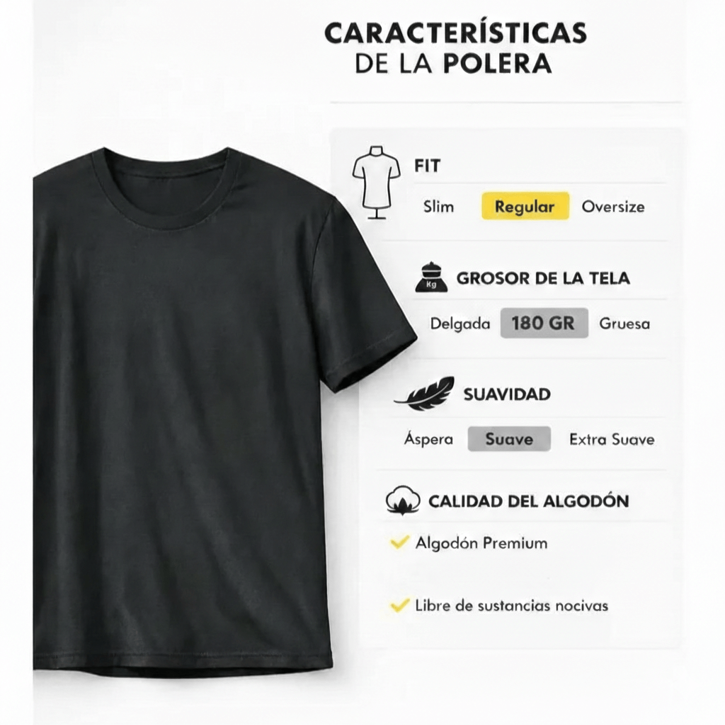 Polera Cuello Redondo Regular Slim ( Negro )