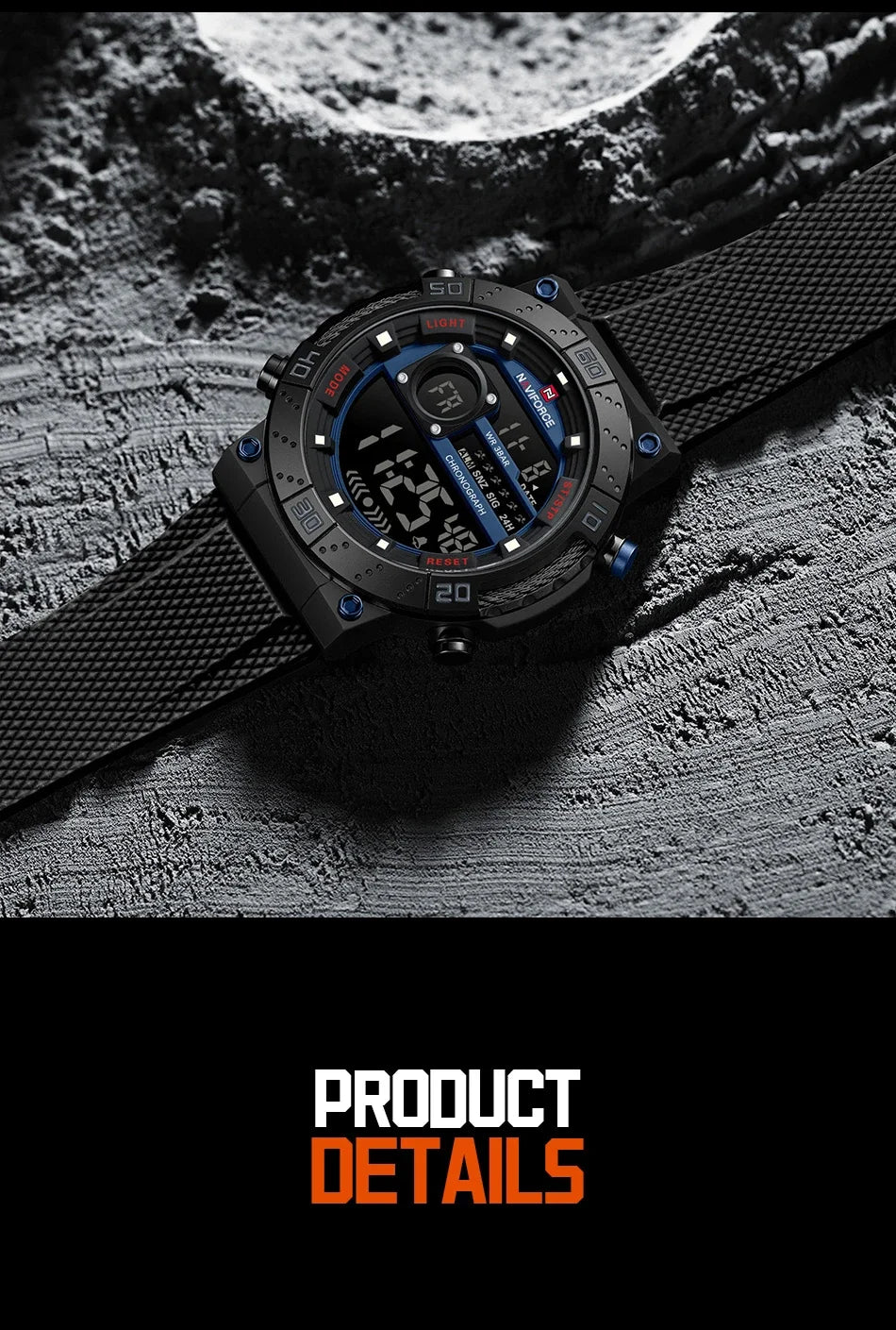 Reloj Naviforce NAVIFORCE NF9241T Reloj deportivo informal con pantalla luminosa, cronógrafo, reloj Digital resistente al agua